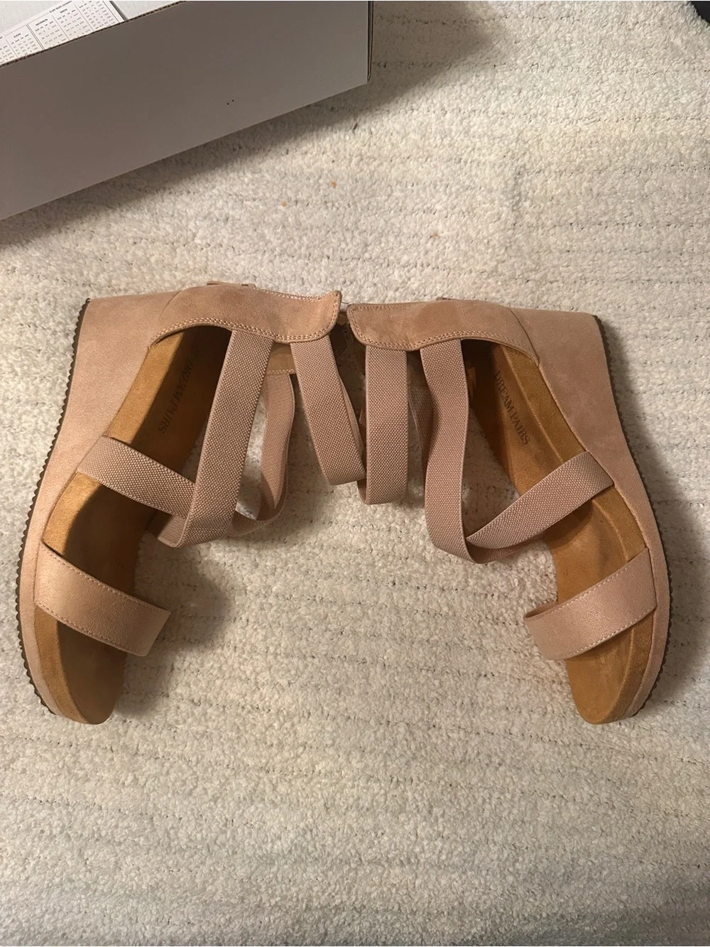 Dream Pairs Nude Elastic Strappy Platform Wedge Sandals